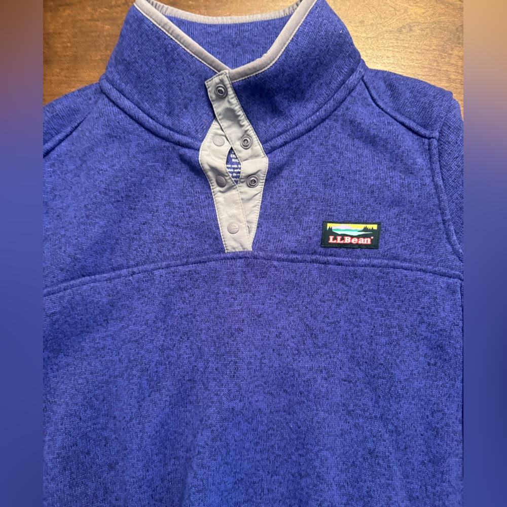 LL Bean Large Indigo Sweater Pullover Jacket - Snap Buttons